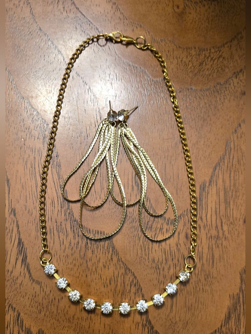 Gold Earrings and Necklace Set